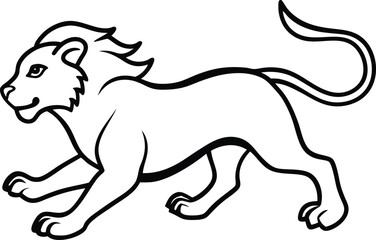 Coloring book a Lion runs faster line art