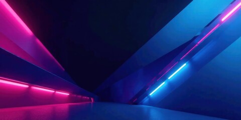 Abstract Neon Corridor Futuristic Glowing Lines and Vivid Colors in a Modern Geometric Space