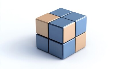 Obraz premium A rotating data cube with shifting segments, representing synthetic data creation.