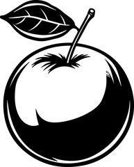 Orange Fruit Vector Black and White Illustration