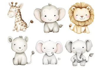 Watercolor Baby Hippos, Zebras, and Monkeys for Clipart