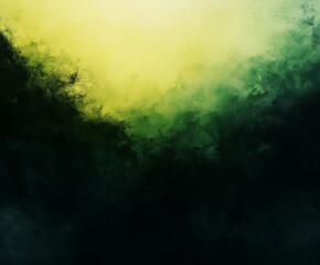 Abstract Background with Dark Green and Yellow Tones, Brushstrokes, Soft Lighting, and Watercolor Effect for Elegant and Tranquil Art, Photography, Interior Decoration, and Graphic Design Projects