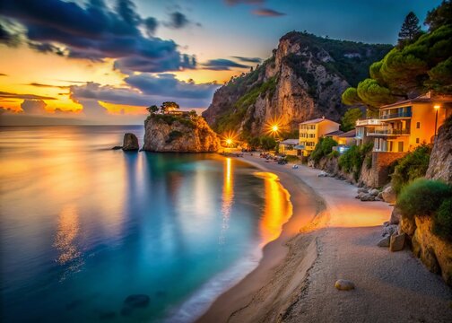 Magical Tigania Beach Greece: Low Light Coastal Scene
