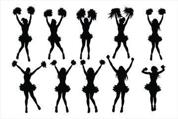 set of people dancing silhouettes isolated on a white background