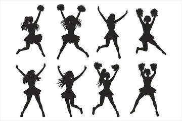 set of people dancing silhouettes isolated on a white background