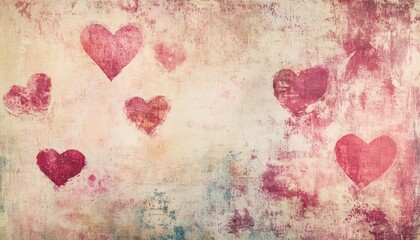 Fototapeta premium Romantic Vintage Hearts Background Texture