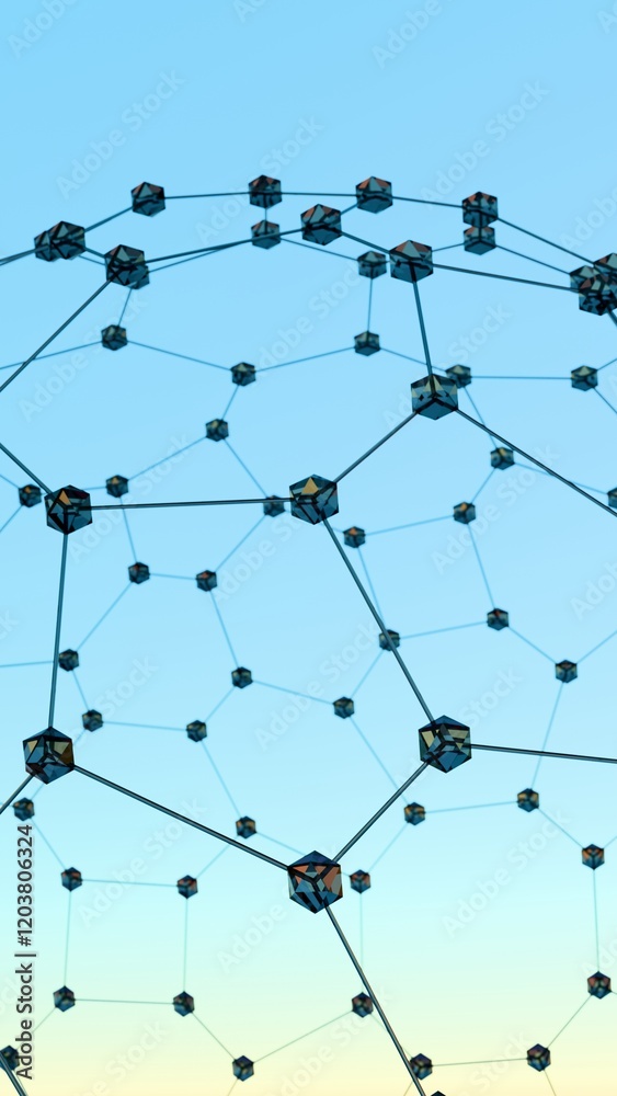 Leinwandbilder abstract geometric network structure with black nodes