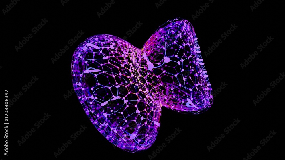 Aufkleber Futuristic Pink and Purple Network Structure with Complex Patterns