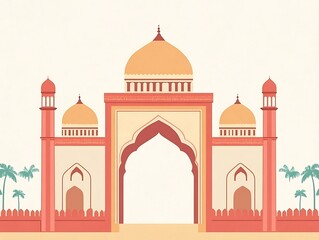 Fototapeta premium Elegant Mosque Gateway Architectural Design Illustration