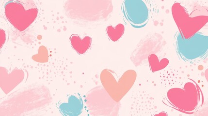 Sweet Pastel Hearts Background Pattern