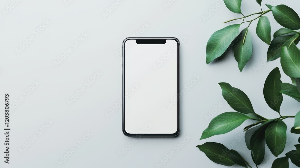Canvas Prints blank mockup template of a smartphone placed on a smooth white background, with subtle shadows and m