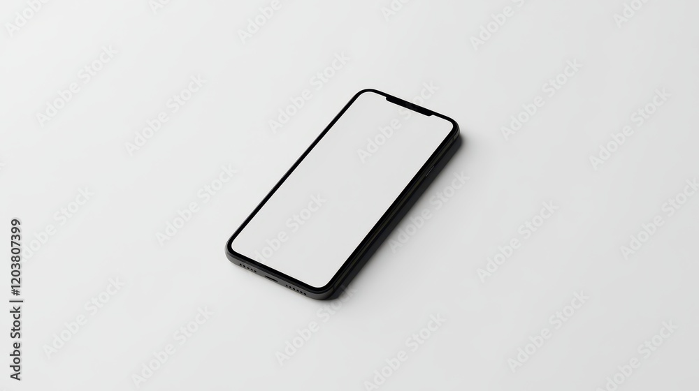 Canvas Prints blank mockup template of a smartphone placed on a smooth white background, with subtle shadows and m