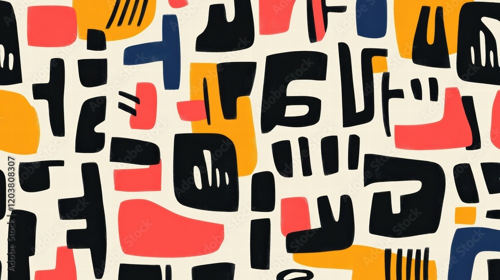 Poster Vibrant abstract design with geometric shapes and bold colors in a modern artistic composition. Generative AI
