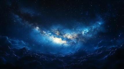 Fototapeta premium Starry Sky Over a Snowy Landscape