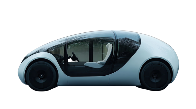 Futuristic Concept Car: A sleek, modern electric concept car with a panoramic roof and innovative design, showcasing the future of automotive transportation. 