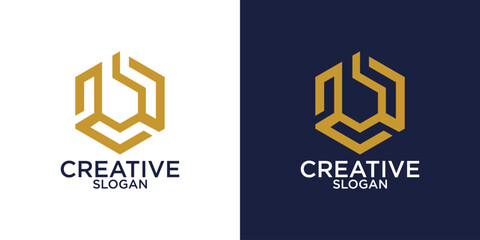 letter b bee hive hexagon logo vector
