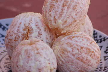 Oranges without peel Close Up, Oranges without skin