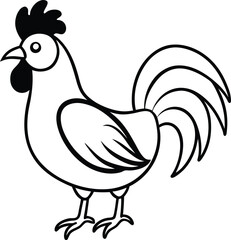 Coloring book Rooster line art illustration 