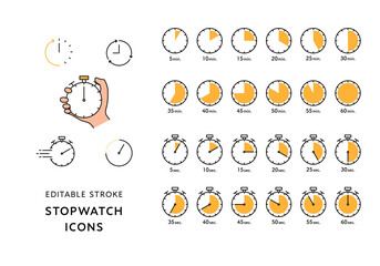 ストップウォッチ・時間にまつわるアイコンセット