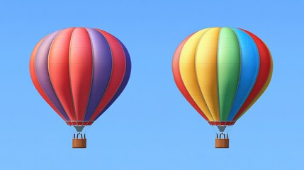 Fototapeta premium vibrant hot air balloons floating in a clear blue sky creating a cheerful and uplifting scene