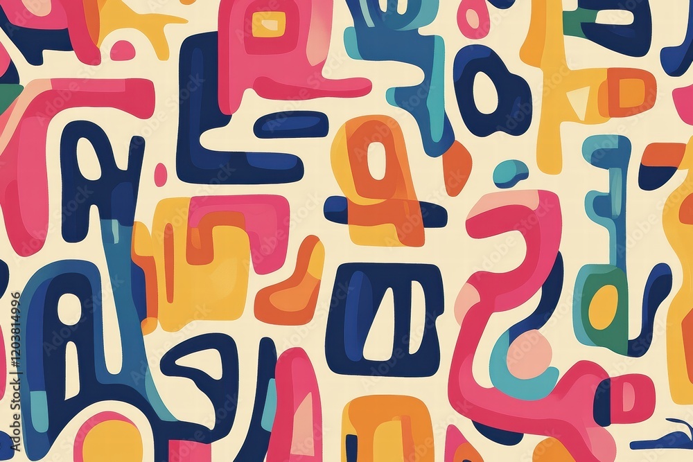 Poster Colorful abstract design featuring bold shapes and lines creating a vibrant and dynamic pattern in a seamless layout. Generative AI