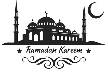 Ramadan Kareem background with mosque silhouette vector illustration