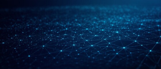 Obraz premium 3D Futuristic Digital Network Background with Connecting Dots and Lines for Presentation Design. Made with generative AI