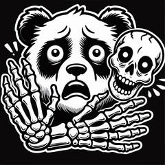 illustration of scary panda face 