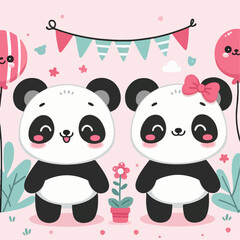 cute panda illustration