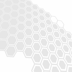 A modern, geometric background featuring a repeating pattern of light gray hexagons.