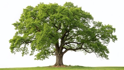 Obraz premium Majestic Oak Tree Isolated on White Background - Perfect for Nature Designs & Compositions