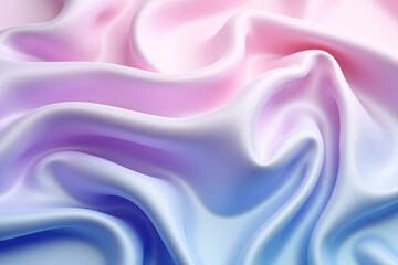 Obraz premium Close-up of luxurious, flowing silky fabric, transitioning from soft pinks to vibrant blues, showcasing an elegant gradient texture that exudes sophistication and style