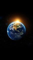 Fototapeta premium Sunrise over Earth captured from space revealing vibrant colors and distant stars