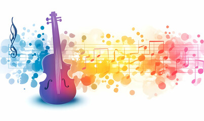 Colorful violin music notes banner design