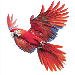 Fototapeta premium Scarlet Macaw in Flight: Vivid Red Plumage.