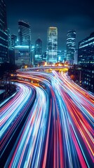 Fototapeta premium 6. A digital network, with fast-moving data streams and interconnected nodes showing reliability and speed