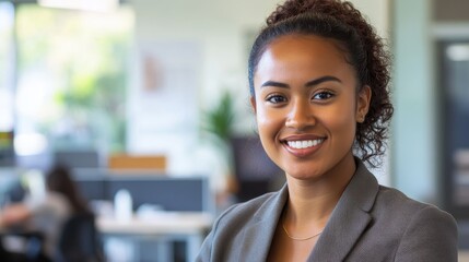 Confident Samoan Businesswoman in Blazer at Indoor Office Scene