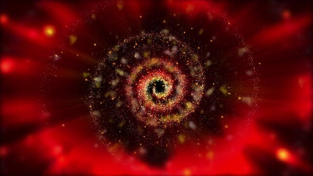Fairytale illumination. Golden spiral fireworks of an illusory galaxy

