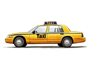 Fototapeta premium Taxi isolated on white background. Taxi icon. Cab isolated on white. Cab icon. Cab Car. Taxi Car Isolated element on white for Designers. Isolated Taxi Design Element. Cab Car Isolated on white.