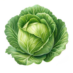 Obraz premium Green Cabbage Head, Crisp, Vibrant Veggie for Salads or Cooking
