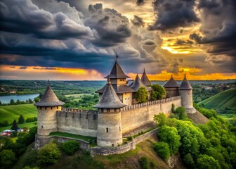 Fototapeta premium Medieval Soroca Fortress, Moldova: Architectural Details & Landscape
