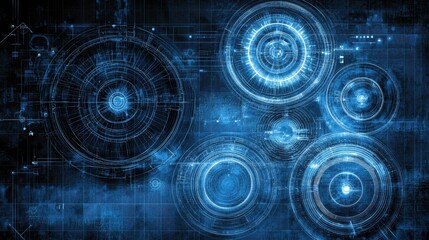 Obraz premium Abstract Digital Technology Interface Design Concentric Circles