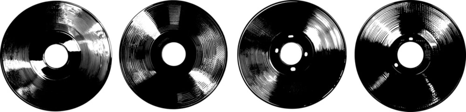 CD disc y2k black halftone stipple vector illustration