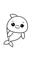 Generative AI. Dolphin Coloring Page For Kids In Cute Style. Vertical. Ready To print