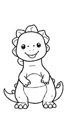Generative AI. Dinosaur Coloring Page For Kids In Cute Style. Vertical. Ready To print