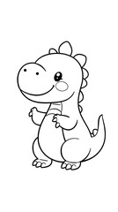 Generative AI. Dinosaur Coloring Page For Kids In Cute Style. Vertical. Ready To print