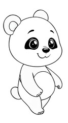 Generative AI. Panda Coloring Page For Kids In Cute Style. Vertical. Ready To print