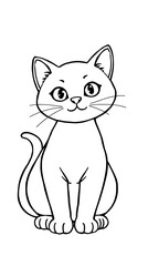Generative AI. Cat Coloring Page For Kids In Cute Style. Vertical. Ready To print