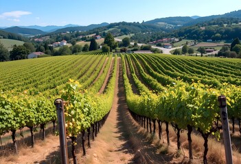 A vineyard on a sunny hill