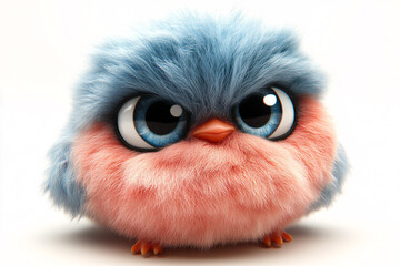 Fluffy Cats and Birds with Adorable Angry Expressions in Vibrant Colors, Highlighting Humorous and Playful Artistic Designs